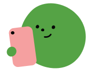 스마트폰을 보는 콩 캐릭터